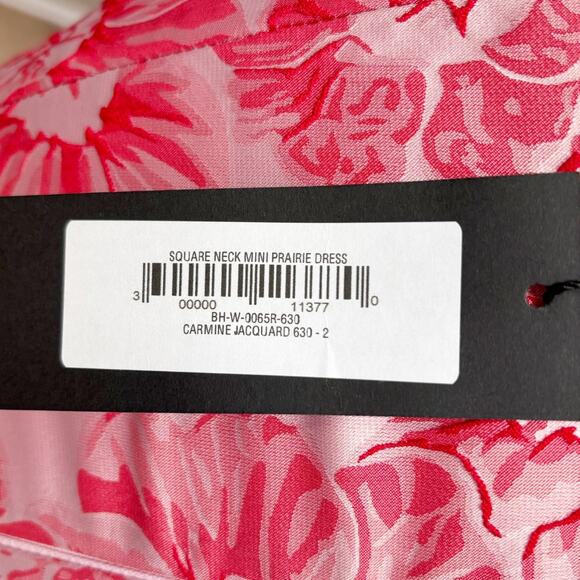 Batsheva Prairie Floral Satin Mini Dress 2 Red NWT - Picture 11 of 12